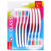Зубная щетка средней жесткости CLASSIC, КОМПЛЕКТ 8 шт., LAIMA DENT, 609314 за 204 ₽. Зубные щетки.  Доставка по РФ. Без переплат!