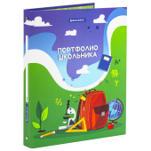 Папка-портфолио школьника/дошкольника "ШКОЛЬНАЯ ИСТОРИЯ", 4 кольца, обложка твёрдая матовая, BRAUBERG, 115241 за 257 ₽. Портфолио.  Доставка по РФ. Без переплат!