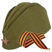 Пилотка военная двуслойная с ГЕОРГИЕВСКОЙ ЛЕНТОЙ, металлическая звезда, размер 56 (универсальный), ПЛ-11Л за 272 ₽. Товары к 9 Мая.  Доставка по РФ. Без переплат!