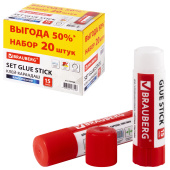 Клей-карандаш 15 г ВЫГОДНАЯ УПАКОВКА, КОМПЛЕКТ 20 штук, BRAUBERG, 229469 за 1 118 ₽. Клей-карандаш.  Доставка по РФ. Без переплат!