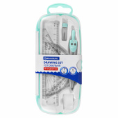 Готовальня BRAUBERG SCHOOL KIT, 8 предметов, циркуль 115 мм, чертежные принадлежности, мятный цвет, 210705 за 283 ₽. Циркули и готовальни.  Доставка по РФ. Без переплат!