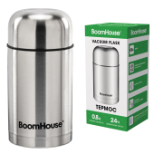 Термос 0,8 л для еды/напитков с широким горлом, BOOMHOUSE (БУМХАУС) WIDE, нержавеющая сталь SUS304, серебристый, 700319 за 744 ₽. Термосы.  Доставка по РФ. Без переплат!