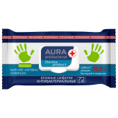 Салфетки влажные 72 шт., AURA антибактериальные, с пластиковым клапаном, 10037 за 166 ₽. Салфетки влажные.  Доставка по РФ. Без переплат!