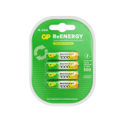 Батарейки аккумуляторные GP ReEnergy Ni-Mh мизинчиковые КОМПЛЕКТ 4 шт., ААА (HR03), 950 mAh, 100AAAHCRGY, 100AAAHCRGY-2C за 1 339 ₽. Аккумуляторные батарейки.  Доставка по РФ. Без переплат!