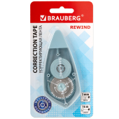 Корректирующая лента BRAUBERG REWIND, 5 мм х 16 м, механизм перемотки, корпус зеленый, блистер, 272489 за 108 ₽. Корректирующие ленты.  Доставка по РФ. Без переплат!