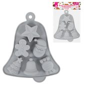 Форма для выпечки новогодняя 23х19 см, "Колокольчик", силикон, 6 ячеек, рецепт, ЗОЛОТАЯ СКАЗКА, 592469 за 137 ₽. Новогодние аксессуары.  Доставка по РФ. Без переплат!