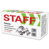 Кнопки канцелярские STAFF "Manager", металлические, никелированные, 10 мм, 50 шт., в картонной коробке, 225286 за 23 ₽. Кнопки канцелярские.  Доставка по РФ. Без переплат!