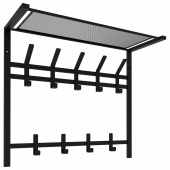 Вешалка настенная с полкой 2 яруса "Торонто-22", 585х670х270 мм, 9 крючков, металл, черная, ВСПТ22 Ч за 3&nbsp;624 ₽. Вешалки настенные.  Доставка по РФ. Без переплат!