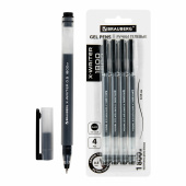 Ручки гелевые BRAUBERG X-WRITER 1800, УВЕЛИЧЕННАЯ ДЛИНА ПИСЬМА 1 800 м, ЧЕРНЫЕ, НАБОР 4 ШТУКИ, стандартный узел 0,5 мм, 144136 за 138 ₽. Ручки гелевые неавтоматические.  Доставка по РФ. Без переплат!