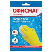 Перчатки МНОГОРАЗОВЫЕ латексные ОФИСМАГ, хлопчатобумажное напыление, размер XL (очень большой), желтые, вес 48 г, 604200 за 99 ₽. Перчатки латексные и резиновые.  Доставка по РФ. Без переплат!