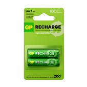 Батарейки аккумуляторные GP ReCharge Ni-Mh пальчиковые КОМПЛЕКТ 2 шт., АА (HR6) 1000 mAh, 100AAHCV, 100AAHCV-2CRSB за 563 ₽. Аккумуляторные батарейки.  Доставка по РФ. Без переплат!