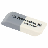 Ластик BRAUBERG "Assistant", 41х14х8 мм, серо-белый, прямоугольный, скошенные края, 222461 за 9 ₽. Ластики классические.  Доставка по РФ. Без переплат!