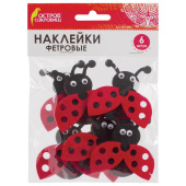 Наклейки из фетра "Божьи коровки", 6 шт., ассорти, ОСТРОВ СОКРОВИЩ, 661498 за 111 ₽. Наклейки для творчества.  Доставка по РФ. Без переплат!