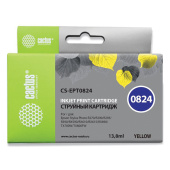 Картридж струйный CACTUS (CS-EPT0824) для EPSON Stylus R270/R390/ RX590, желтый за 308 ₽. Картриджи для струйных принтеров и МФУ.  Доставка по РФ. Без переплат!