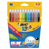 Фломастеры BIC "Kid Couleur", 12 цветов, суперсмываемые, вентилируемый колпачок, европодвес, 9202932 за 420 ₽. Фломастеры классические.  Доставка по РФ. Без переплат!