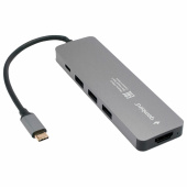 Док-станция GEMBIRD Type-C 5 в 1: 3хUSB3.1, PD100W, HDMI, кабель 17 см, алюминий, UHB-D1 за 1&nbsp;914 ₽. Док-станции.  Доставка по РФ. Без переплат!