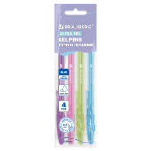 Ручки гелевые "BRAUBERG ULTRA GEL PASTEL", НАБОР 4 ШТУКИ, СИНИЕ, стандартный наконечник 0,5 мм, линия письма 0,35 мм, 144282 за 101 ₽. Ручки гелевые неавтоматические.  Доставка по РФ. Без переплат!