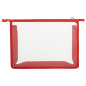 Папка для тетрадей А4 ПИФАГОР, пластик, молния сверху, прозрачная, красный, 272108 за 145 ₽. Папки для тетрадей и уроков труда.  Доставка по РФ. Без переплат!