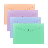 Папка-конверт с кнопкой ERICH KRAUSE "Matt Pastel Bloom", А4, до 120 л, непрозрачная, ассорти, 0,18 мм, 61141 за 58 ₽. Папки-конверты с кнопкой.  Доставка по РФ. Без переплат!