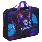 Папка на молнии с ручками BRAUBERG А4, 1 отделение, полиэстер, 80 мм, "Neon cat", 271482 за 385 ₽. Папки-сумки с ручками.  Доставка по РФ. Без переплат!