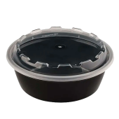 Контейнер одноразовый 530 мл, С КРЫШКОЙ, круглый, диаметр 152 мм, черный/прозрачный, ПП, ВЗЛП, 1264Ч за 28 ₽. Контейнеры одноразовые.  Доставка по РФ. Без переплат!