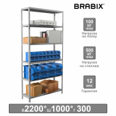 Стеллаж металлический BRABIX "MS 220/30-6", 2200х1000х300 мм, 6 полок, 291373 за 8&nbsp;674 ₽. Стеллажи металлические универсальные.  Доставка по РФ. Без переплат!