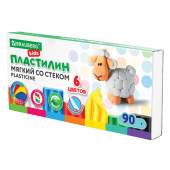 Пластилин мягкий восковой BRAUBERG KIDS, 6 цветов, 90 г, со стеком, 106493 за 74 ₽. Пластилин.  Доставка по РФ. Без переплат!