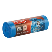 Мешки для мусора 160 л, синие, в рулоне 10 шт., ПВД, 21 мкм, 120х87 см, PACLAN "Big&Strong", 402001 за 276 ₽. Мешки для мусора универсальные.  Доставка по РФ. Без переплат!