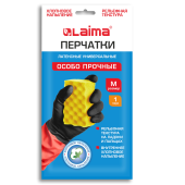 Перчатки МНОГОРАЗОВЫЕ латексные LAIMA "БИКОЛОР" черно-красные, ОСОБО ПРОЧНЫЕ, хлопковое напыление, размер M (средний), вес 55 г, 700538 за 86 ₽. Перчатки для защиты от химических воздействий.  Доставка по РФ. Без переплат!