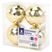 Украшение ёлочное 4 шт., 6 см, "Диско-шар", пластик, золотистый, ЗОЛОТАЯ СКАЗКА, 592484 за 185 ₽. Елочные украшения.  Доставка по РФ. Без переплат!