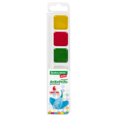 Краски акварельные BRAUBERG KIDS, медовые, 6 цветов, квадратные кюветы, пластиковый пенал, 192281 за 50 ₽. Акварель школьная.  Доставка по РФ. Без переплат!