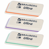 Ластик BRAUBERG "Ultra", 50х14х8 мм, белый, детали ассорти, натуральный каучук, 228704 за 26 ₽. Ластики классические.  Доставка по РФ. Без переплат!