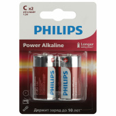 Батарейки алкалиновые КОМПЛЕКТ 2 шт., PHILIPS Power Alkaline, C (LR14, 14А), блистер, Б0062687 за 446 ₽. Батарейки.  Доставка по РФ. Без переплат!