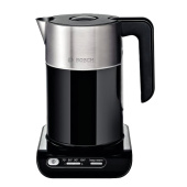 Чайник BOSCH TWK8613P, 1,5 л, 2400 Вт, закрытый нагревательный элемент, нержавеющая сталь, черный за 15&nbsp;484 ₽. Чайники.  Доставка по РФ. Без переплат!