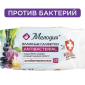 Салфетки влажные 70 шт., АНТИБАКТЕРИАЛЬНЫЕ, МЕЛОДИЯ, 129897 за 88 ₽. Салфетки влажные.  Доставка по РФ. Без переплат!