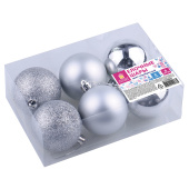 Шары ёлочные 6 шт., 6 см, "Trio", пластик, СЕРЕБРИСТЫЕ (глянец, матовый, глиттер), ЗОЛОТАЯ СКАЗКА, 590868 за 141 ₽. Шары елочные.  Доставка по РФ. Без переплат!