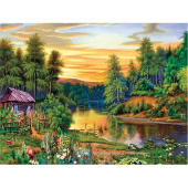 Картина стразами (алмазная мозаика) 40х50 см, ОСТРОВ СОКРОВИЩ "Домик в лесу", без подрамника, 662417 за 531 ₽. Алмазная вышивка.  Доставка по РФ. Без переплат!