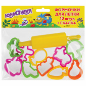 Формочки для лепки 10 штук и скалка ЮНЛАНДИЯ, европодвес, 229621 за 143 ₽. Доски, стеки и формочки для лепки.  Доставка по РФ. Без переплат!