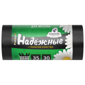 Мешки для мусора с ушками 35 л, черные, в рулоне 30 шт., ПСД 12 мкм, 50x57,5 см, РОМАШКА НАДЕЖНЫЕ, ВЛ03130У за 105 ₽. Мешки для мусора универсальные.  Доставка по РФ. Без переплат!