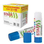Клей-карандаш 40 г, ВЫГОДНАЯ УПАКОВКА, КОМПЛЕКТ 12 ШТУК, STAFF EVERYDAY, 273019 за 514 ₽. Клей-карандаш.  Доставка по РФ. Без переплат!