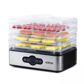 Сушилка для овощей KITFORT КТ-1914, 240 Вт, 5 поддонов, электронное управление, черная/серебристая за 7&nbsp;755 ₽. Сушилки для продуктов.  Доставка по РФ. Без переплат!