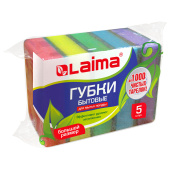 Губки для посуды 9,6х6,4х2,7 см, КОМПЛЕКТ 5 шт., MAXI, поролон с абразивным слоем, LAIMA К0013, 601554 за 39 ₽. Губки хозяйственные.  Доставка по РФ. Без переплат!