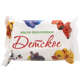 Мыло туалетное 200 г "Детское", КМЗ, цветная обертка за 62 ₽. Мыло кусковое для детей.  Доставка по РФ. Без переплат!