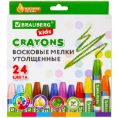 Восковые мелки утолщенные BRAUBERG KIDS, НАБОР 24 цвета, на масляной основе, яркие цвета, 271694 за 354 ₽. Мелки восковые.  Доставка по РФ. Без переплат!