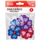 Наклейки из фетра "Клевер", 6 шт., ассорти, ОСТРОВ СОКРОВИЩ, 661474 за 76 ₽. Наклейки для творчества.  Доставка по РФ. Без переплат!