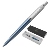 Ручка шариковая PARKER "Jotter Core Waterloo Blue CT", корпус голубой, детали хром, синяя, 1953191 за 2&nbsp;170 ₽. Ручки шариковые подарочные.  Доставка по РФ. Без переплат!