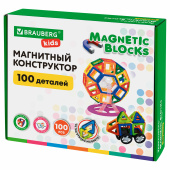 Магнитный конструктор MAGNETIC BLOCKS, 100 деталей, 2 колесные базы, карусель, BRAUBERG KIDS, 665720 за 2 096 ₽. Конструкторы.  Доставка по РФ. Без переплат!