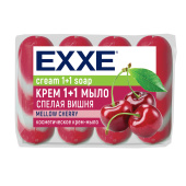 Мыло-крем туалетное 1+1 косметическое 300 г EXXE, КОМПЛЕКТ 4 шт. х 75 г, "Спелая вишня", С0007350 за 160 ₽. Мыло кусковое.  Доставка по РФ. Без переплат!
