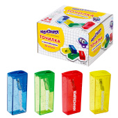 Точилка ЮНЛАНДИЯ "Космо", с контейнером, пластиковая, корпус ассорти, 228452 за 34 ₽. Точилки ручные.  Доставка по РФ. Без переплат!