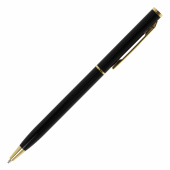 Ручка подарочная шариковая BRAUBERG "Slim Black", корпус черный, узел 1 мм, линия письма 0,7 мм, синяя, 141402 за 141 ₽. Ручки бизнес-класса.  Доставка по РФ. Без переплат!